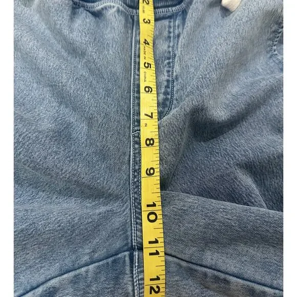 Aerie Soft Landing Trousers Blue Wide Leg Seamed Front Raw Hem XS Short - Picture 8 of 10